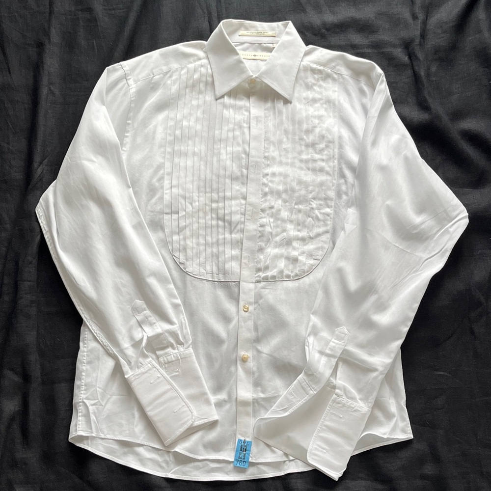 Joseph Aboud Traditional Tuxedo Shirt Pique Cotton 16 34/35